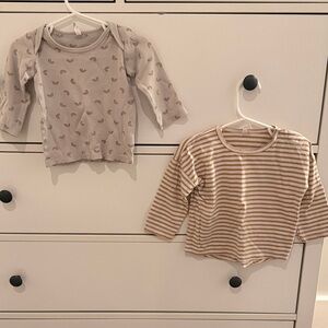 Quincy Mae Beige and Brown Kids Long Sleeve Tees